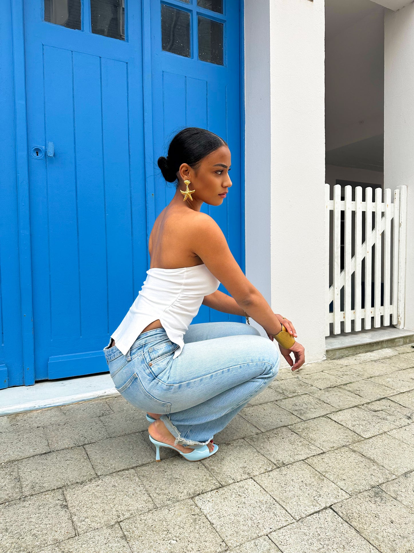 AVA - Mules à talons vernies bleu pastel