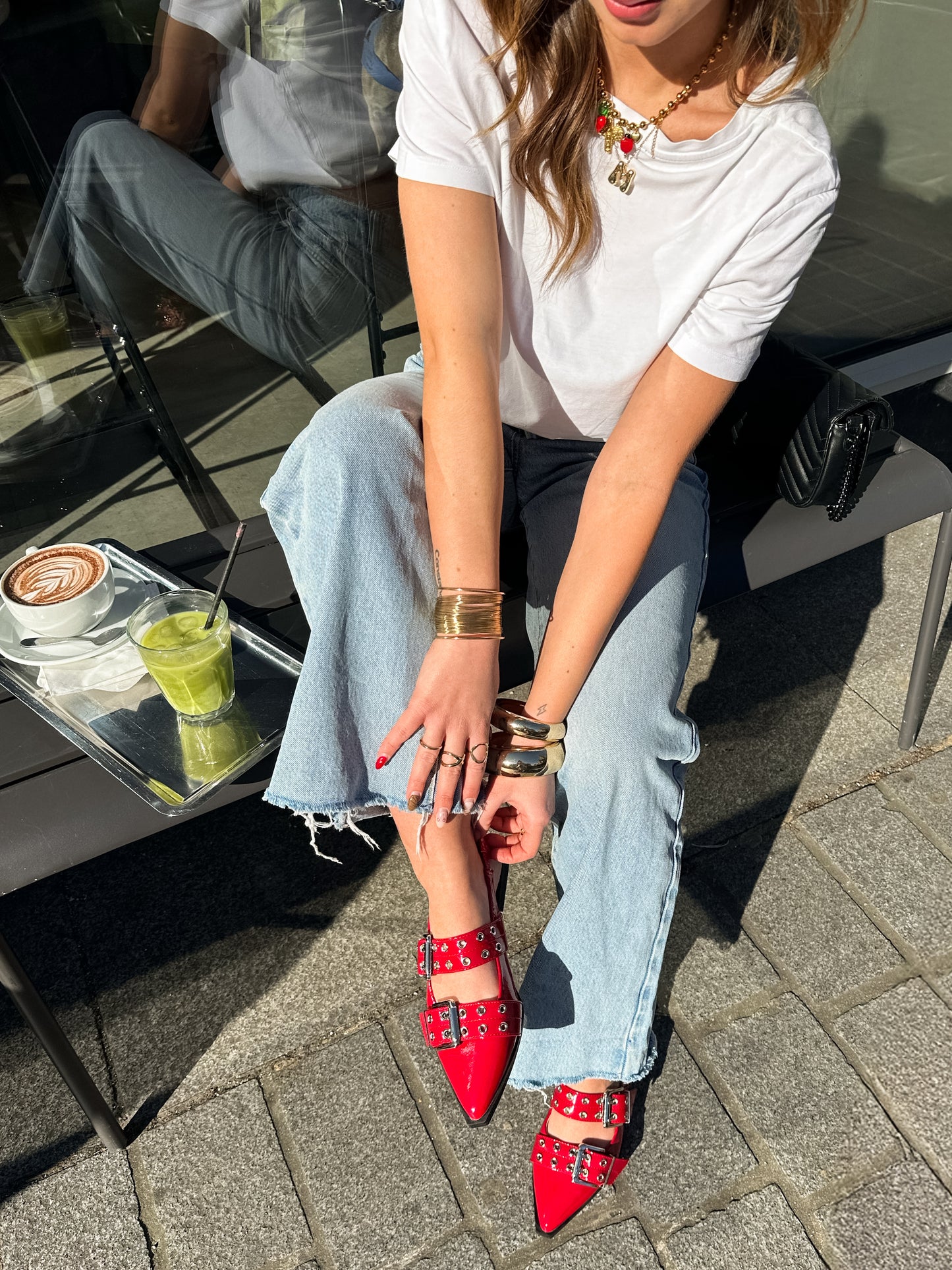 ELENA -Slingbacks à double brides rouge
