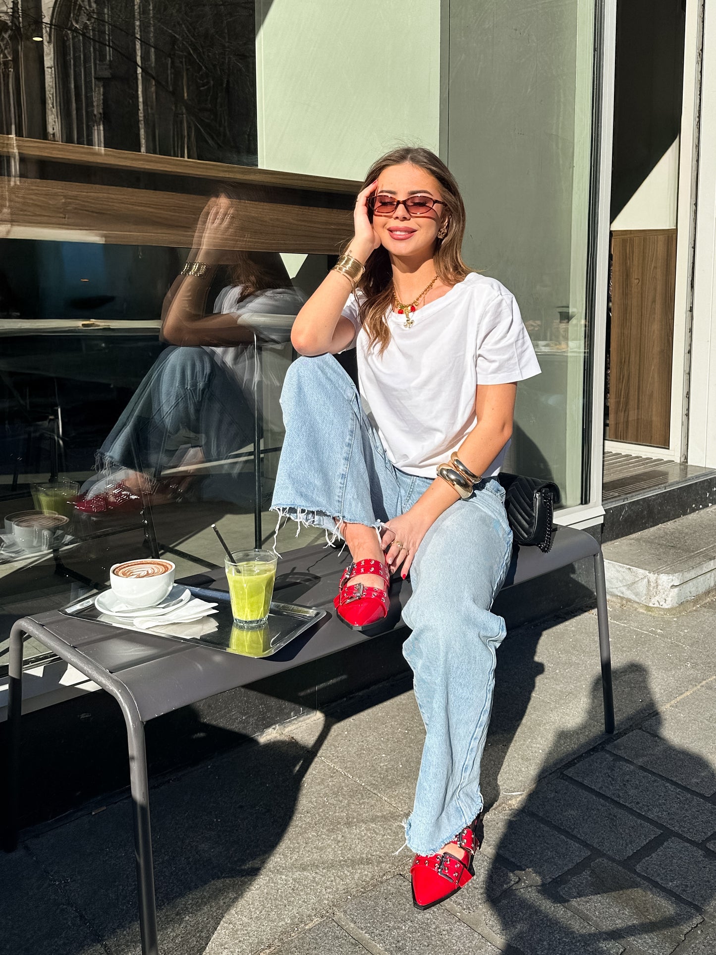 ELENA -Slingbacks à double brides rouge