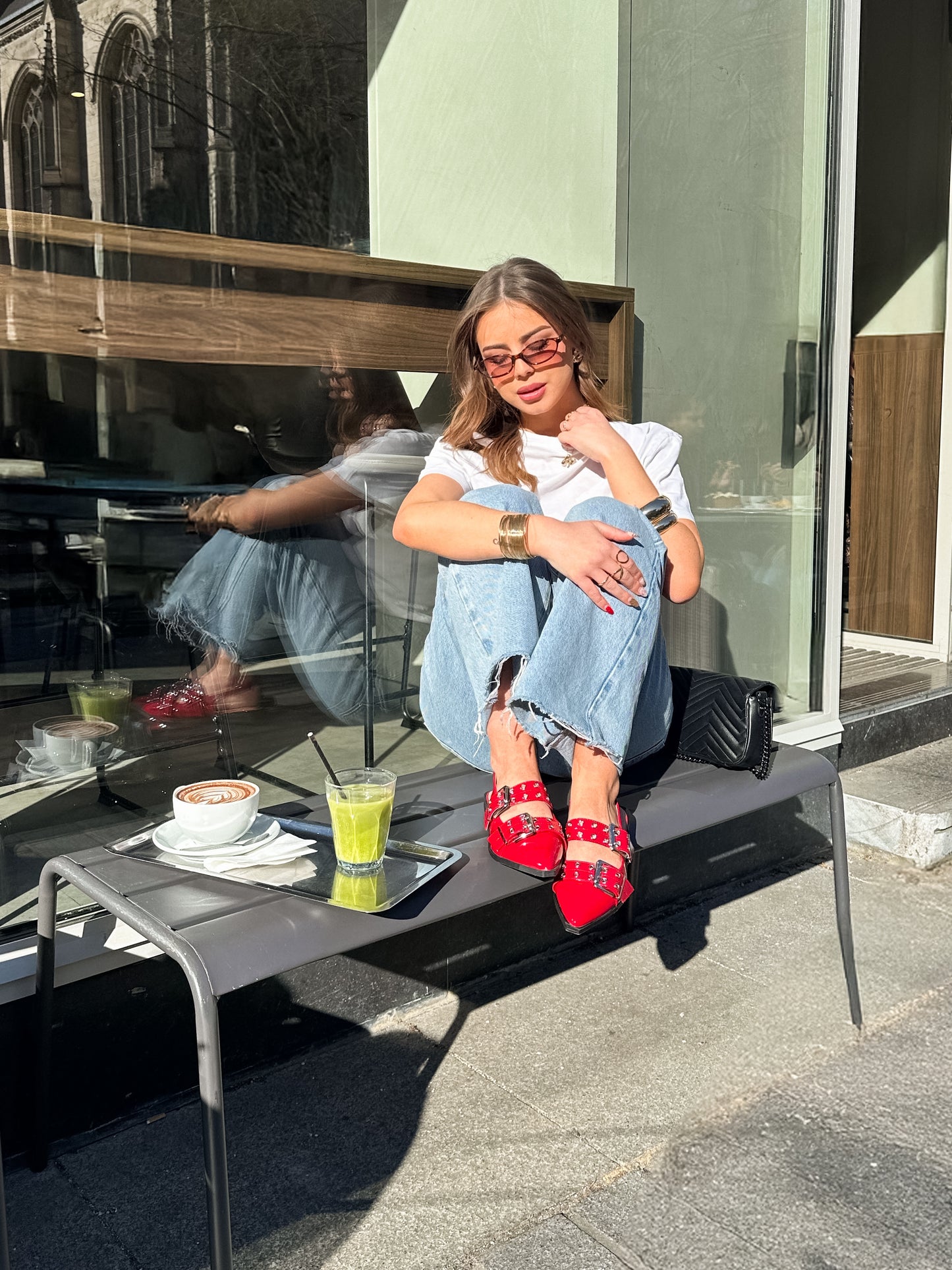 ELENA -Slingbacks à double brides rouge
