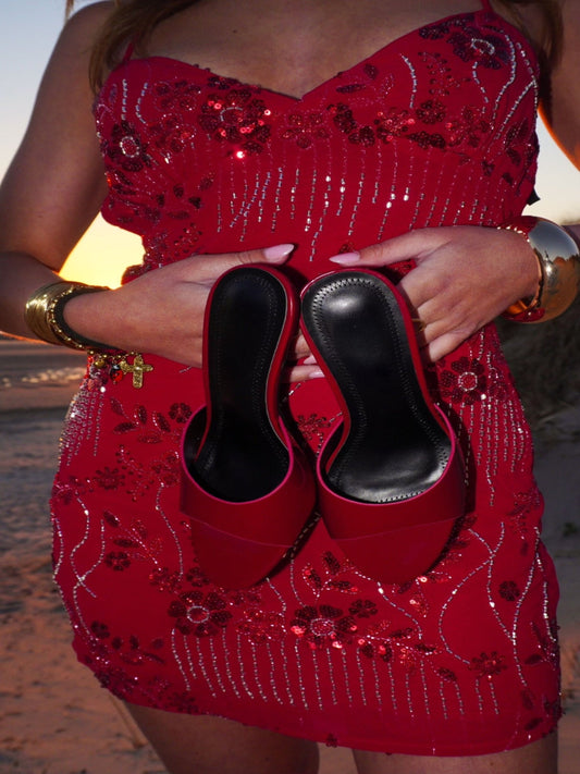 HANNA - Mules à talons vernies bordeaux